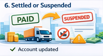 Account status showing paid invoice or suspended account due to unpaid balance