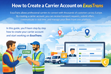 Professional carriers using ExusTrans platform to receive transport orders manage fleet and communicate with customers across Europe