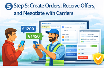 Create transport orders receive carrier offers and negotiate prices in chat on ExusTrans platform