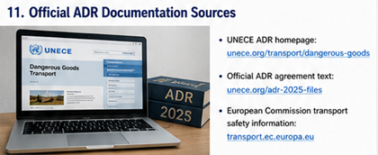 Official ADR regulation documents and UNECE dangerous goods transport resources